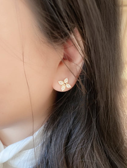 [Marins]STAR BLOSSOM STUD EARRINGS PINK GOLD DIAMONDS
