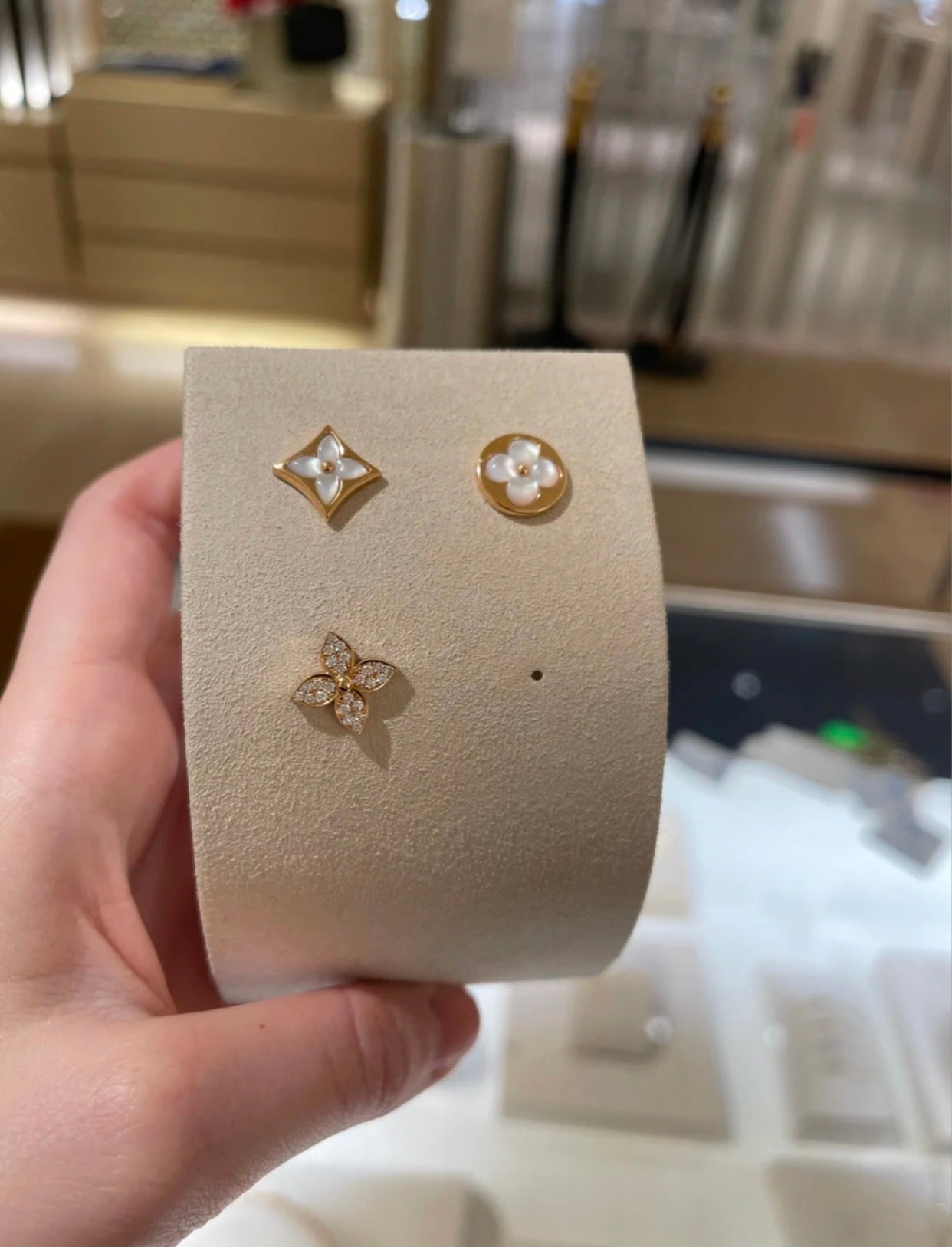 [Marins]STAR BLOSSOM STUD EARRINGS PINK GOLD DIAMONDS