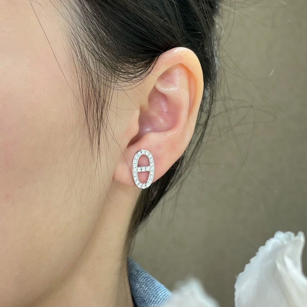 [Marins]HM FULL DIAMOND PIG NOSE STUD EARRINGS