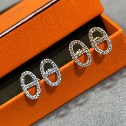 [Marins]HM FULL DIAMOND PIG NOSE STUD EARRINGS
