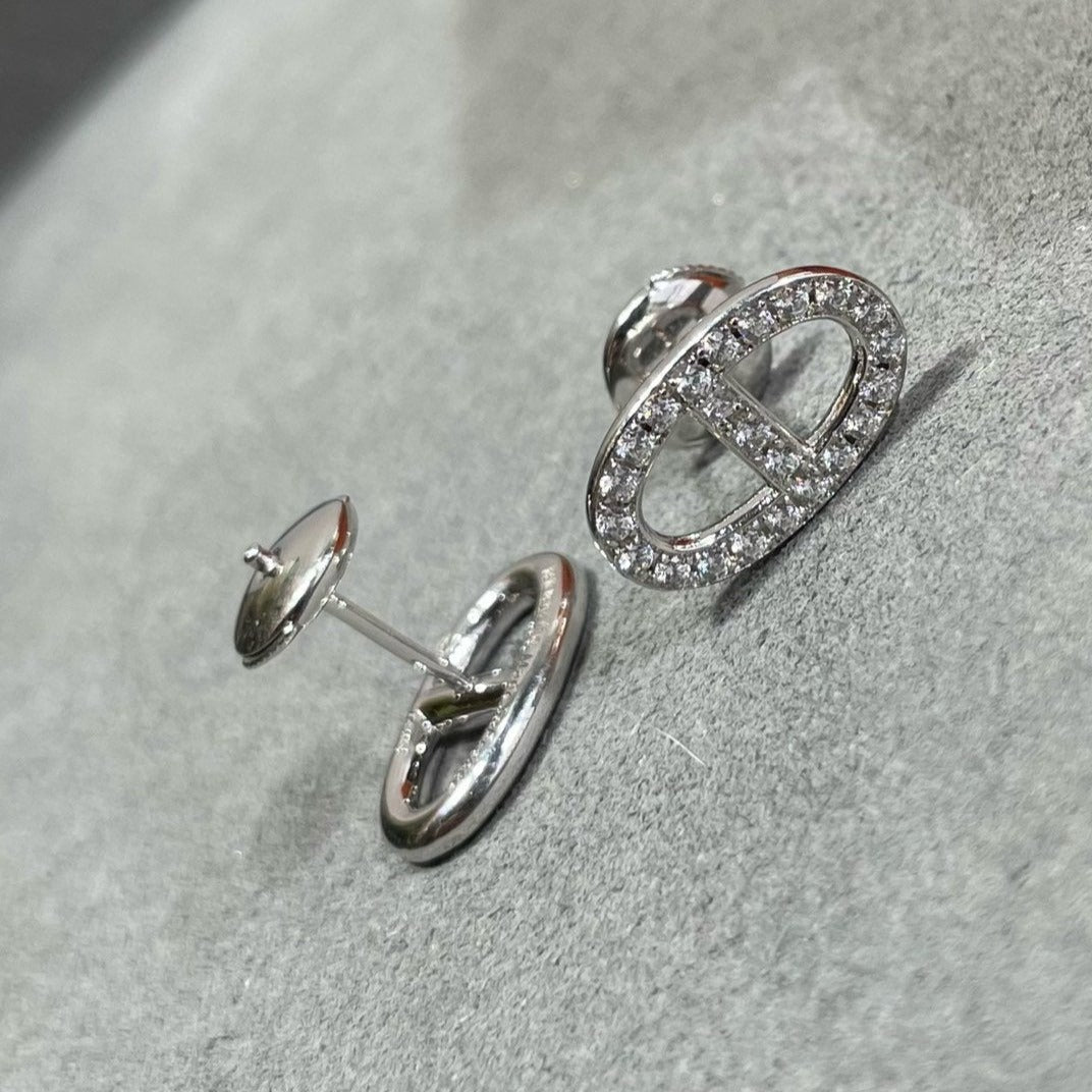 [Marins]HM FULL DIAMOND PIG NOSE STUD EARRINGS