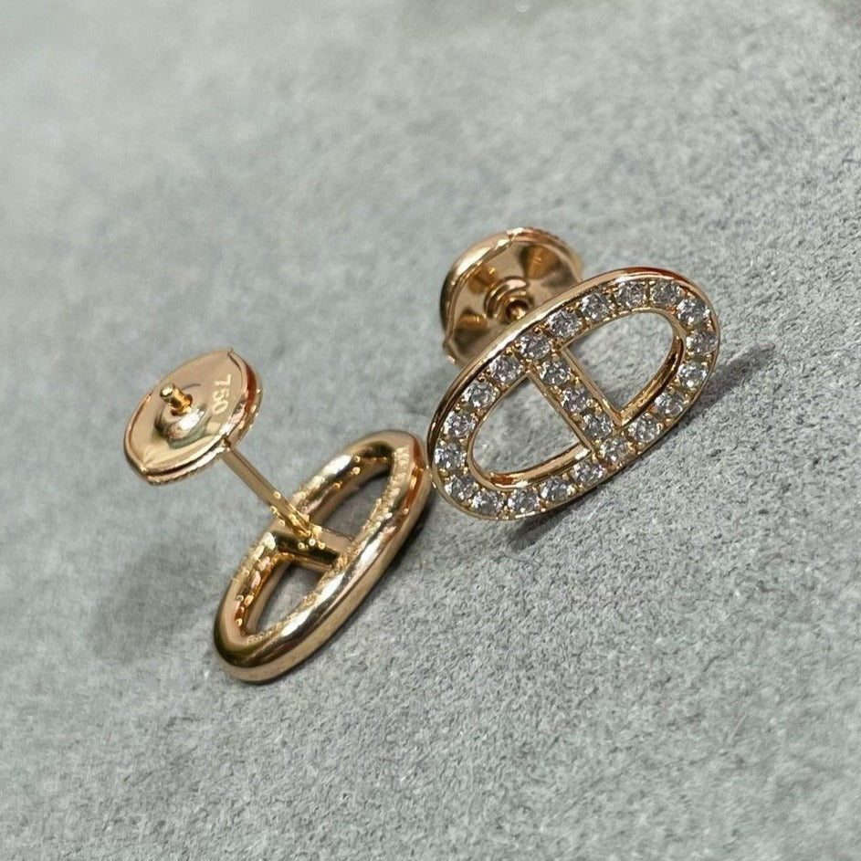 [Marins]HM FULL DIAMOND PIG NOSE STUD EARRINGS