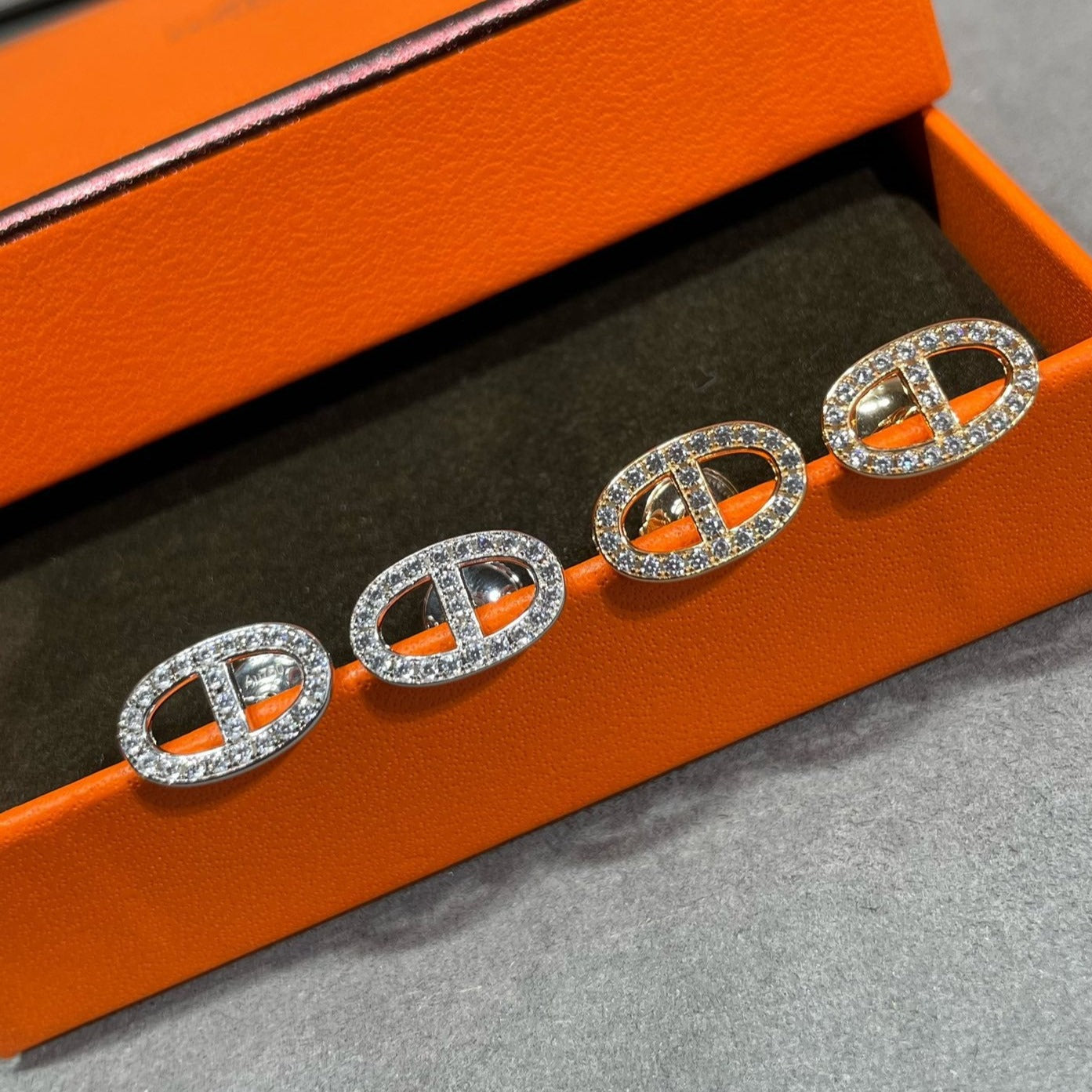 [Marins]HM FULL DIAMOND PIG NOSE STUD EARRINGS