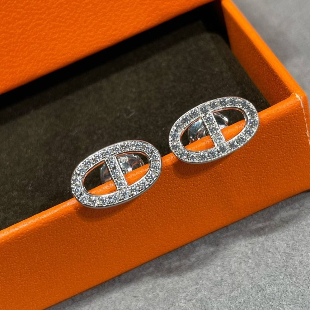 [Marins]HM FULL DIAMOND PIG NOSE STUD EARRINGS