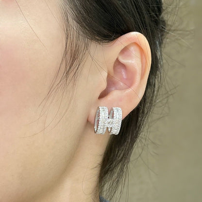 [Marins]H STUD EARRINGS WITH SILVER DIAMONDS