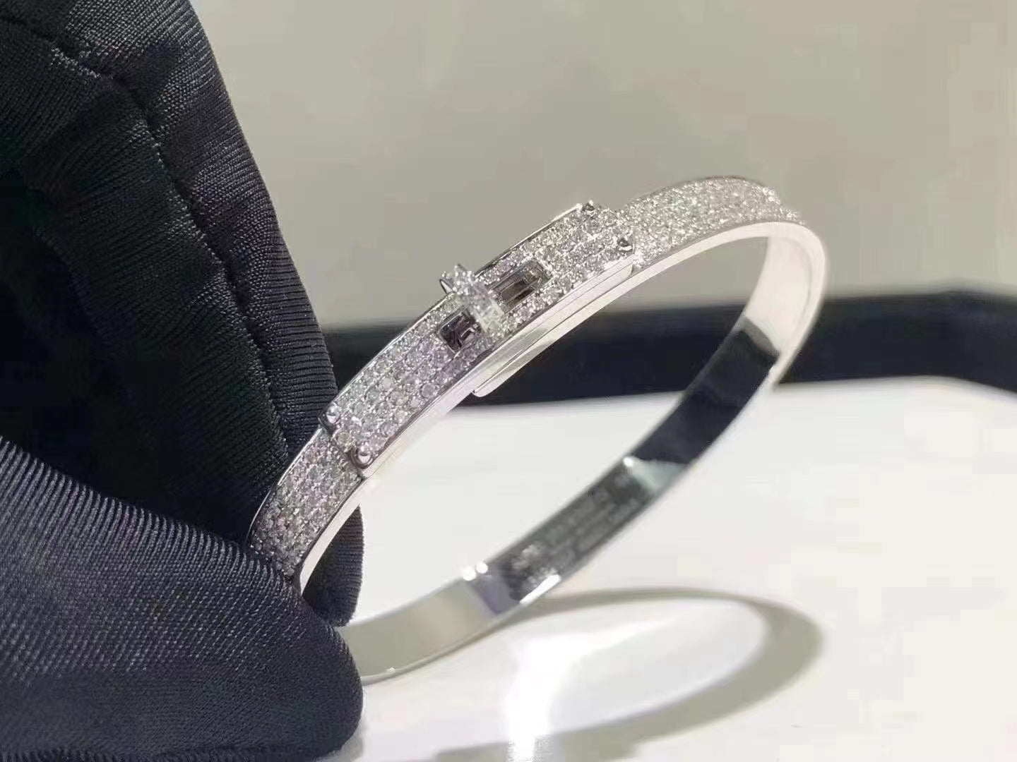 [Marins]HM KELLY BRACELET IN SILVER AND FULL PAVE DIAMOND