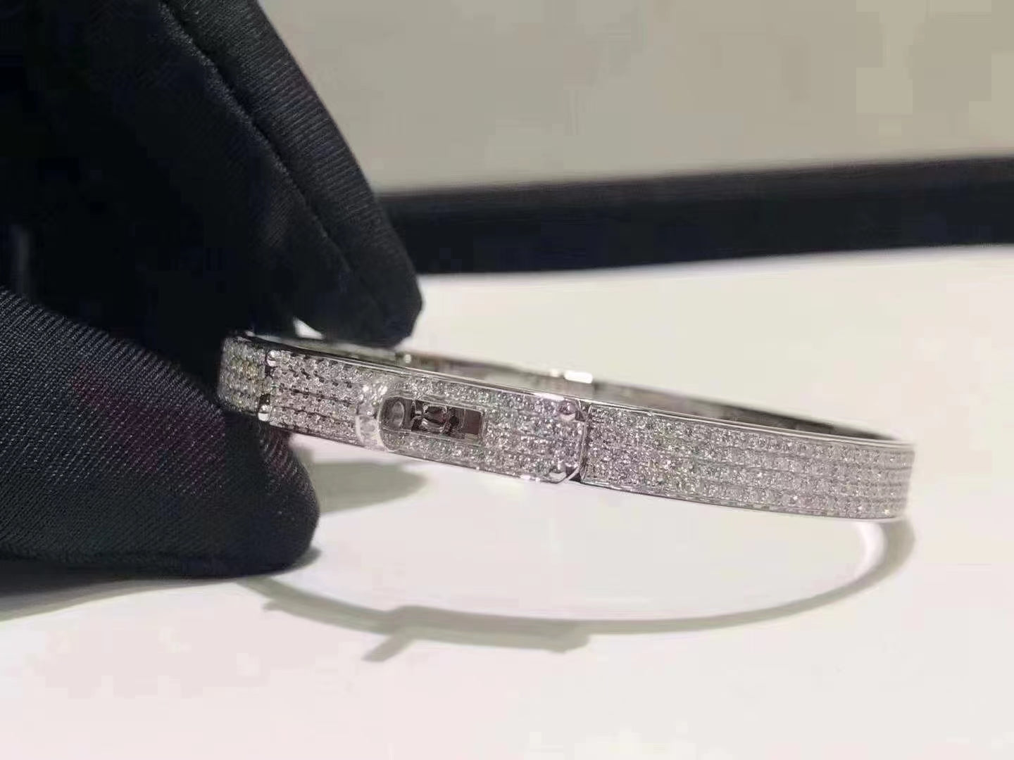 [Marin-Jewelry]HM KELLY BRACELET IN SILVER AND FULL PAVE DIAMOND