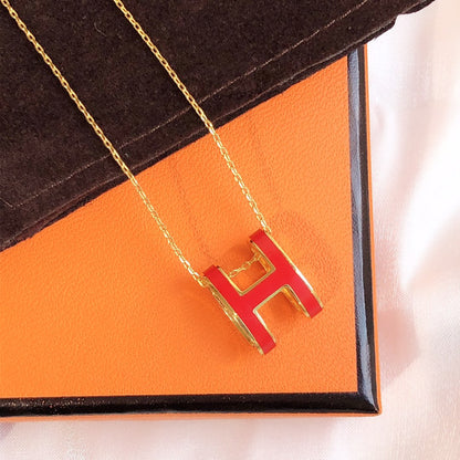 [Marins]HM CLIC RED ENAMEL GOLD NECKLACE