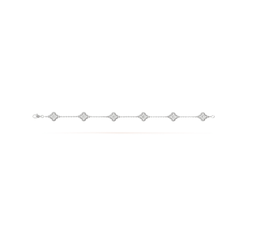[Marins]CLOVER 6 MOTIF SILVER DIAMOND BRACELET