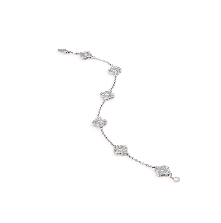 [Marins]CLOVER 6 MOTIF SILVER DIAMOND BRACELET