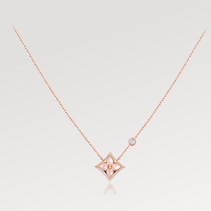 [Marins]STAR PINK MOP 1 DIAMOND PINK GOLD NECKLACE