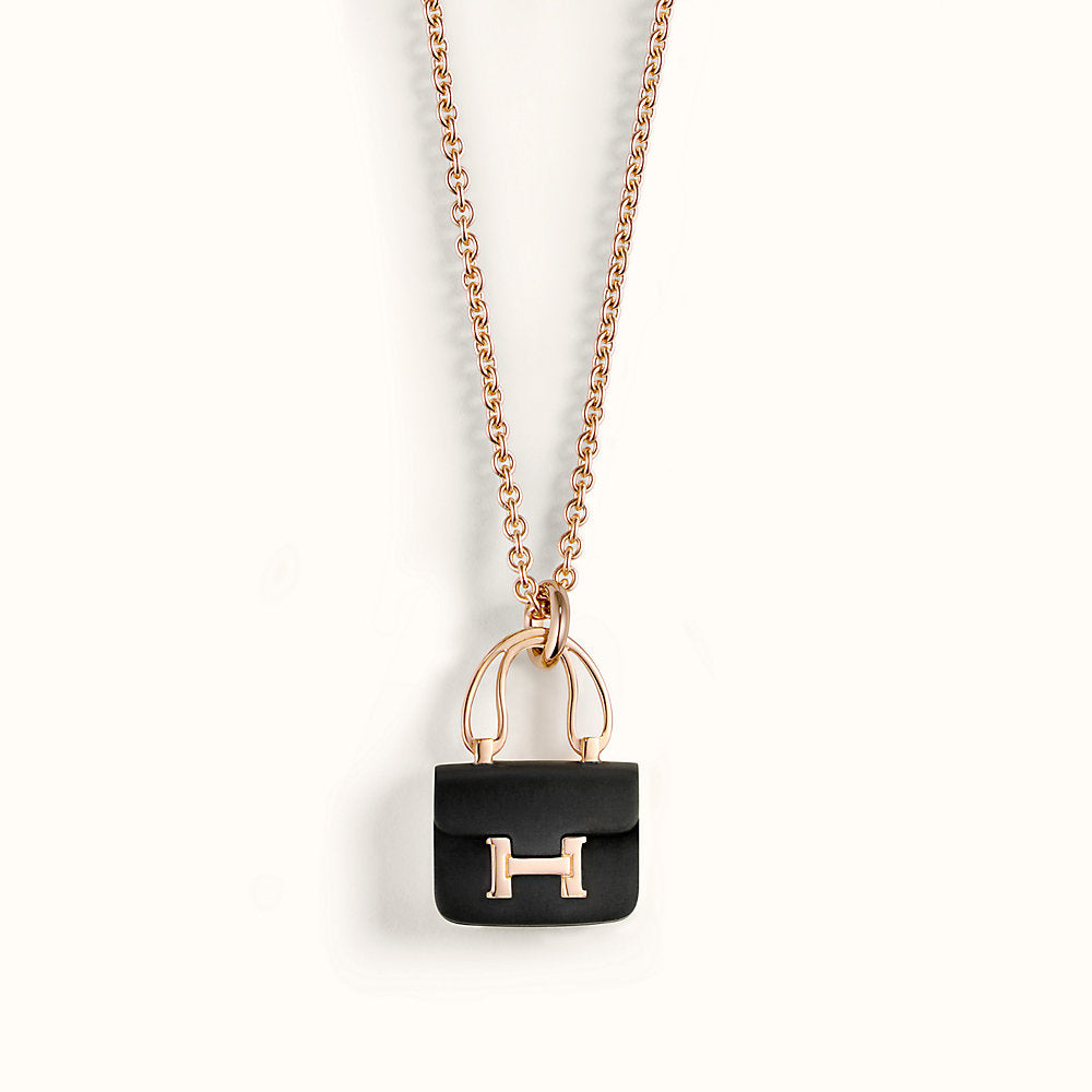[Marins]CONSTANCE BLACK PEDANT PINK GOLD NECKLACE