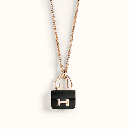 [Marins]CONSTANCE BLACK PEDANT PINK GOLD NECKLACE