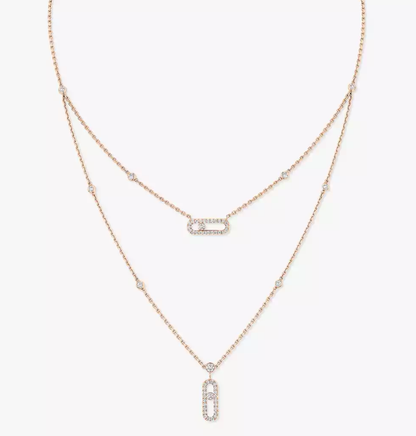 [Marins]MS Double-Circle Full-Diamond Necklace
