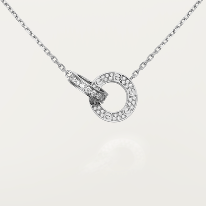 [Marins]LOVE 7.6MM NECKLACE Marins GOLD AND SILVER  FULL DIAMOND