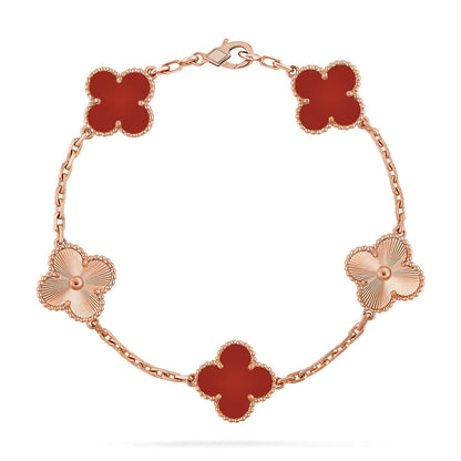 [Marins] CLOVER 5 MOTIF RED CORNELIAN BRACELET COLLECTION
