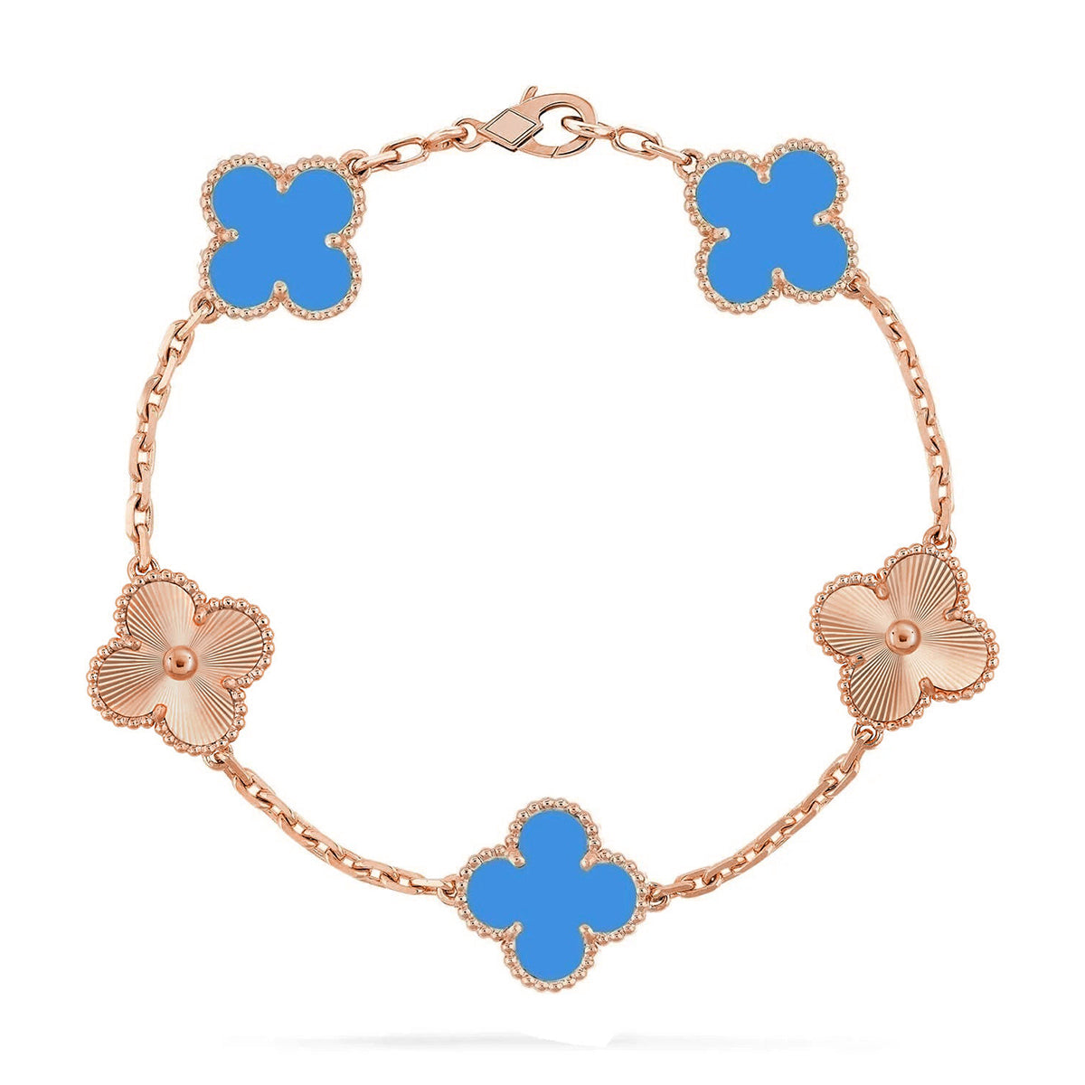 [Marins] CLOVER 5 MOTIF BLUE AGATE BRACELET COLLECTION