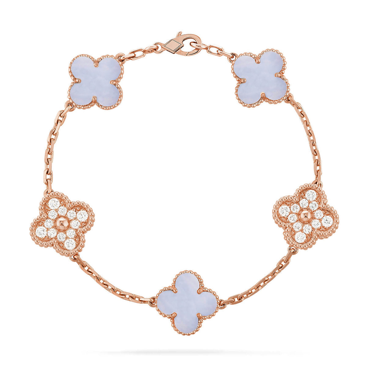[Marins] CLOVER 5 MOTIF PURPLE CHALCEDONY BRACELET COLLECTION
