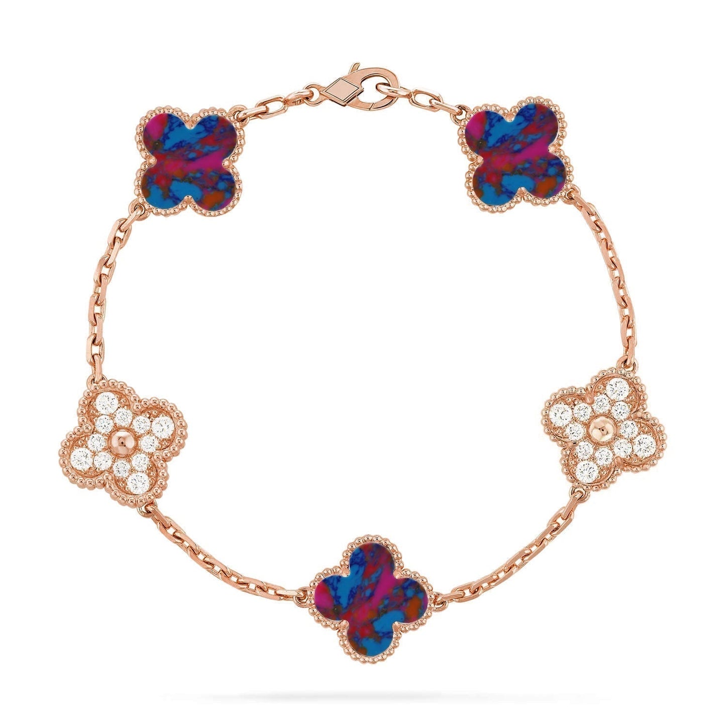 [Marins]CLOVER 5 MOTIF COLOR GEMSTONES BRACELET COLLECTION