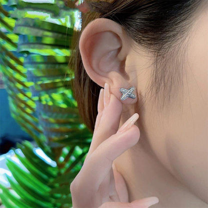 [Marins]JEUX DE SILVER DIAMOND EARRINGS