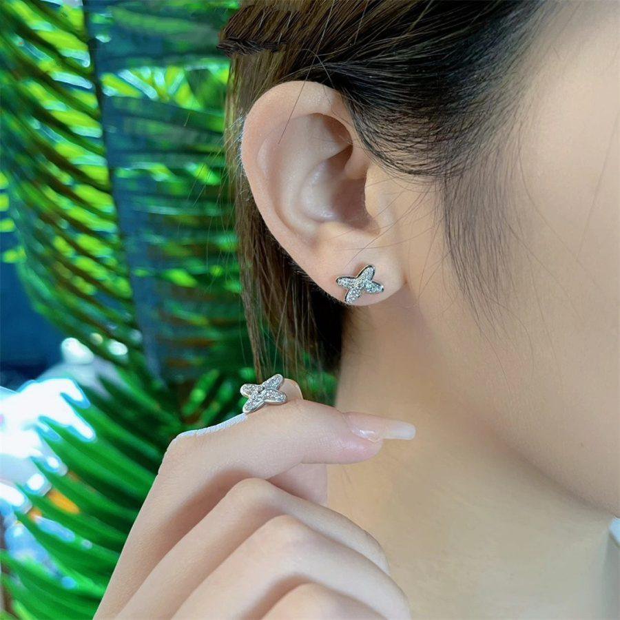 [Marins]JEUX DE SILVER DIAMOND EARRINGS