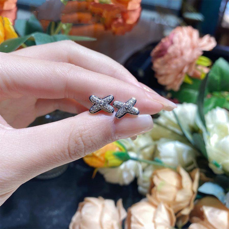 [Marins]JEUX DE SILVER DIAMOND EARRINGS