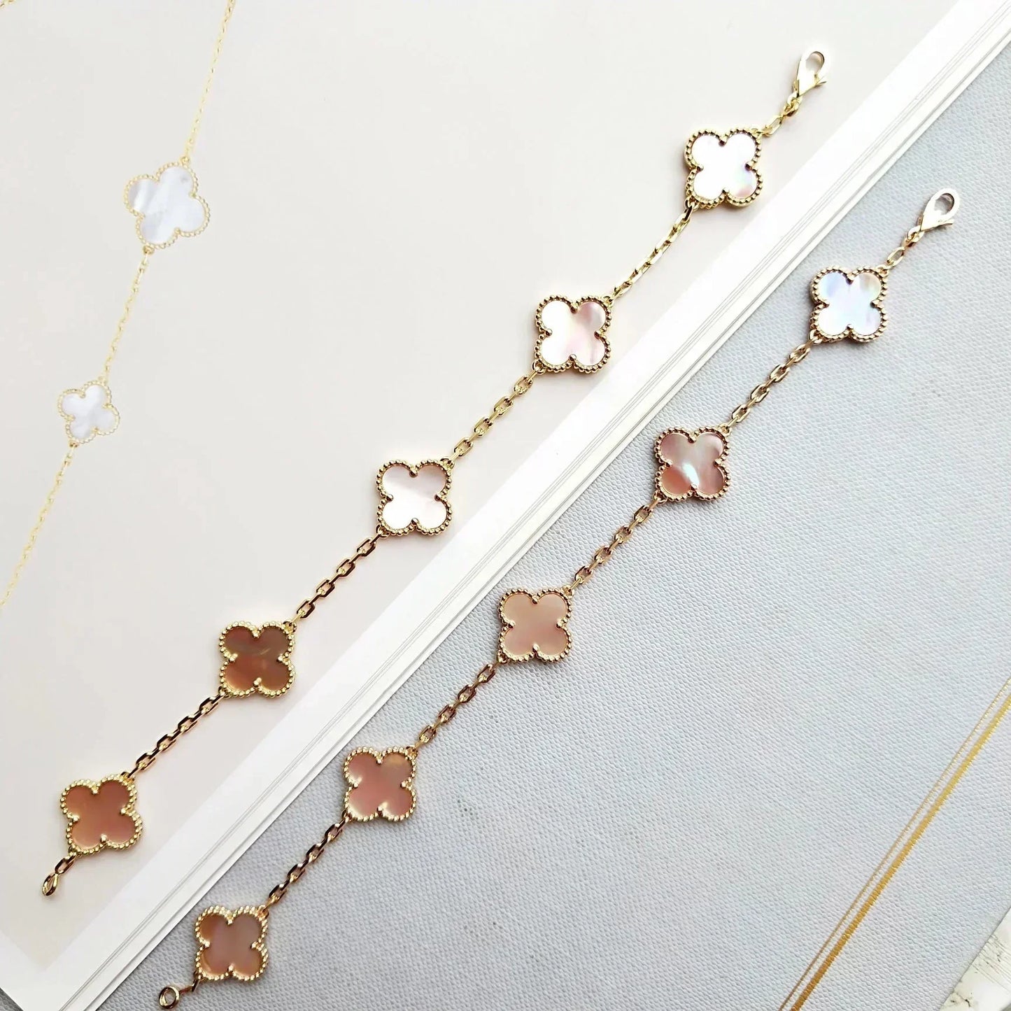 [Marins] CLOVER 5 MOTIFS  PINK MOP BRACELET COLLECTION