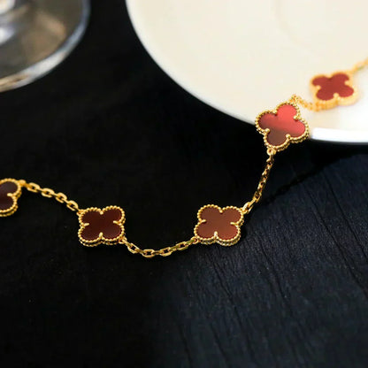 [Marins] CLOVER 5 MOTIF RED CORNELIAN BRACELET COLLECTION
