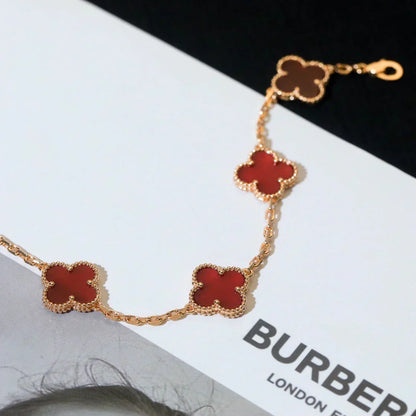 [Marins] CLOVER 5 MOTIF RED CORNELIAN BRACELET COLLECTION