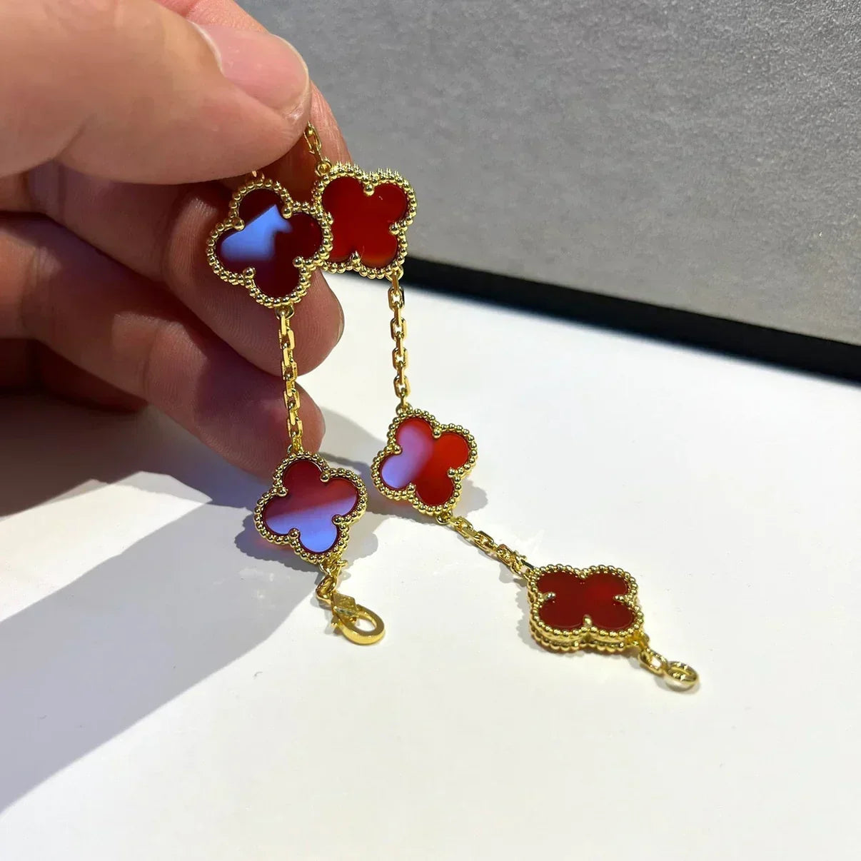 [Marins] CLOVER 5 MOTIF RED CORNELIAN BRACELET COLLECTION