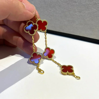 [Marins] CLOVER 5 MOTIF RED CORNELIAN BRACELET COLLECTION