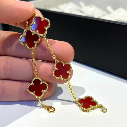 [Marins] CLOVER 5 MOTIF RED CORNELIAN BRACELET COLLECTION