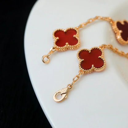 [Marins] CLOVER 5 MOTIF RED CORNELIAN BRACELET COLLECTION
