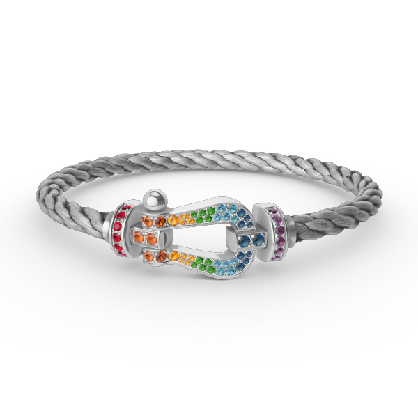 [Marins]FORC LARGE HORSESHOE  COLORED DIAMOND BRACELET SILVER