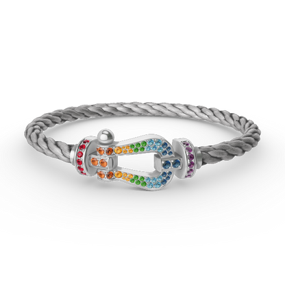 [Marins]FORC LARGE HORSESHOE  COLORED DIAMOND BRACELET SILVER