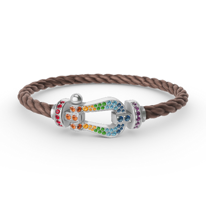 [Marins]FORC LARGE HORSESHOE  COLORED DIAMOND BRACELET SILVER