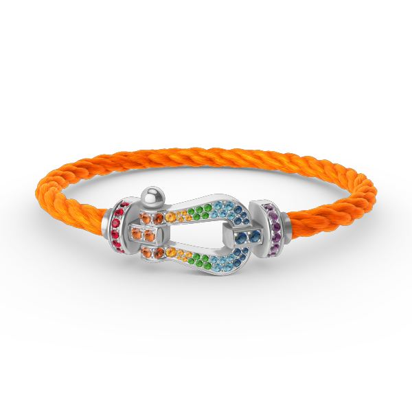 [Marins]FORC LARGE HORSESHOE  COLORED DIAMOND BRACELET SILVER