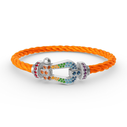 [Marins]FORC LARGE HORSESHOE  COLORED DIAMOND BRACELET SILVER