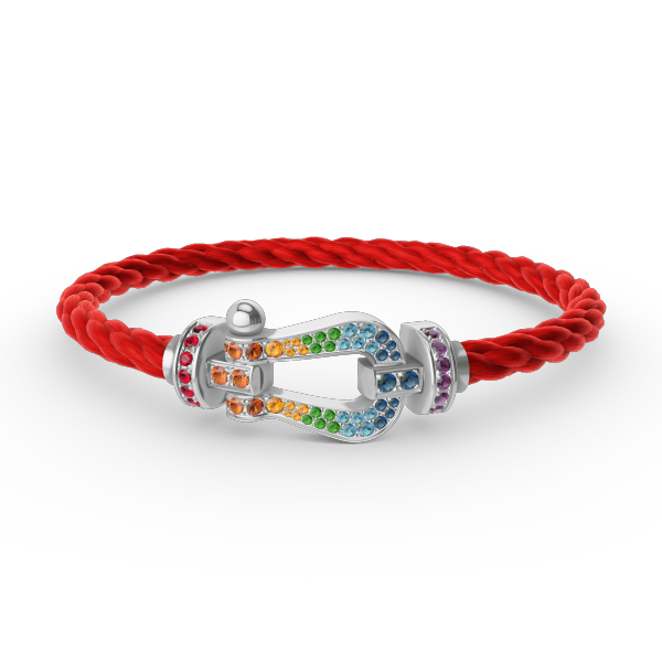 [Marins]FORC LARGE HORSESHOE  COLORED DIAMOND BRACELET SILVER