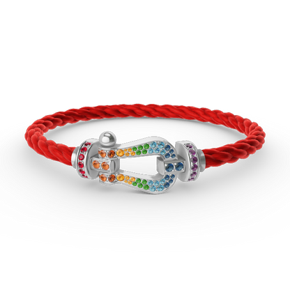 [Marins]FORC LARGE HORSESHOE  COLORED DIAMOND BRACELET SILVER