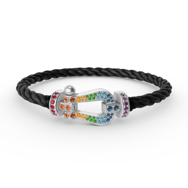 [Marins]FORC LARGE HORSESHOE  COLORED DIAMOND BRACELET SILVER