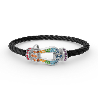 [Marins]FORC LARGE HORSESHOE  COLORED DIAMOND BRACELET SILVER