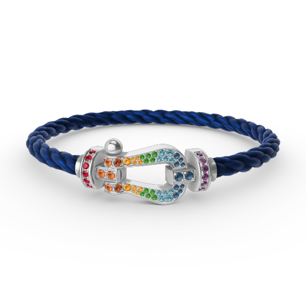 [Marins]FORC LARGE HORSESHOE  COLORED DIAMOND BRACELET SILVER