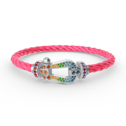 [Marins]FORC LARGE HORSESHOE  COLORED DIAMOND BRACELET SILVER