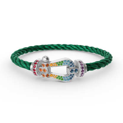 [Marins]FORC LARGE HORSESHOE  COLORED DIAMOND BRACELET SILVER