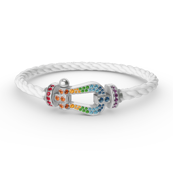 [Marins]FORC LARGE HORSESHOE  COLORED DIAMOND BRACELET SILVER