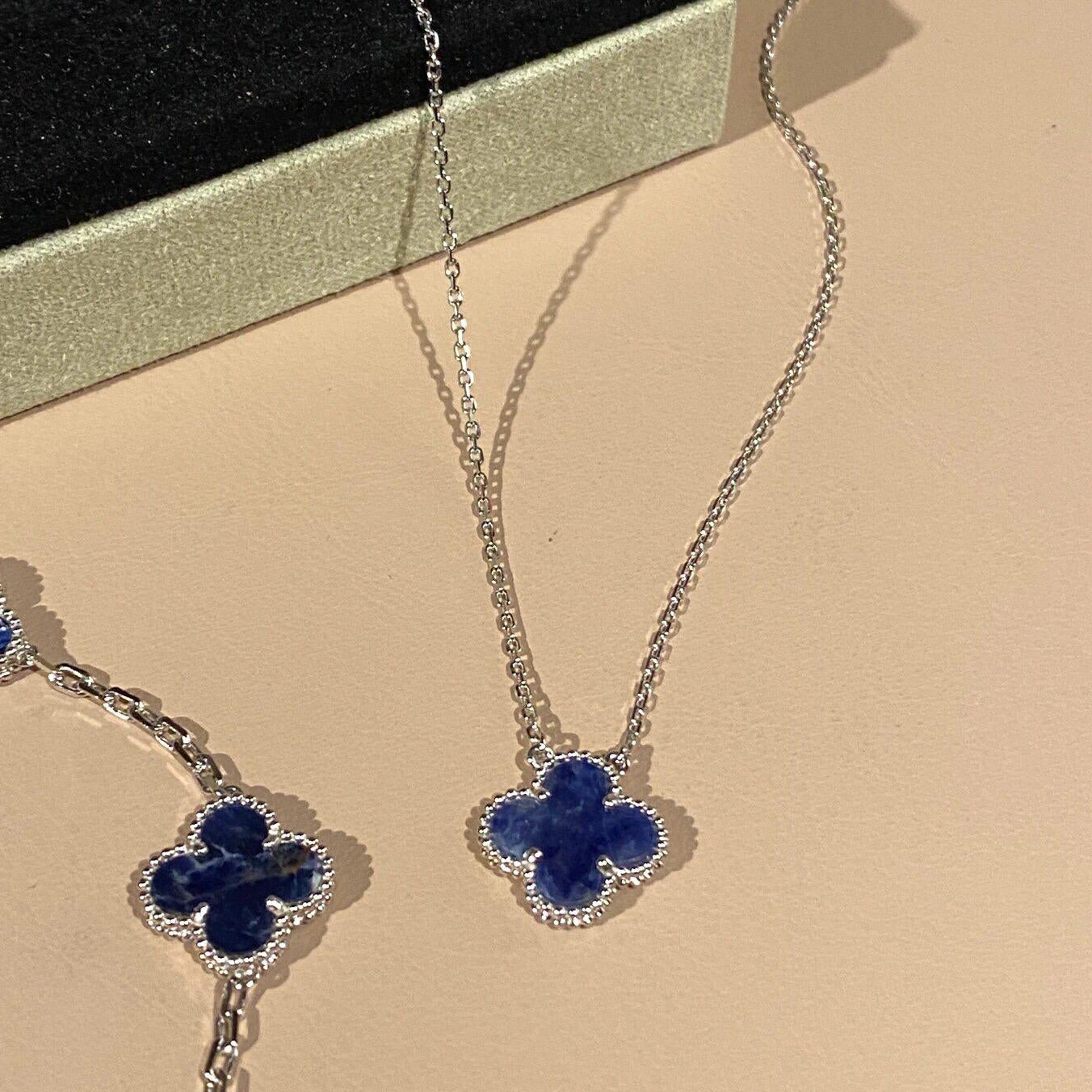 [Marins]CLOVER 15MM PIETERSITE NECKLACE SILVER