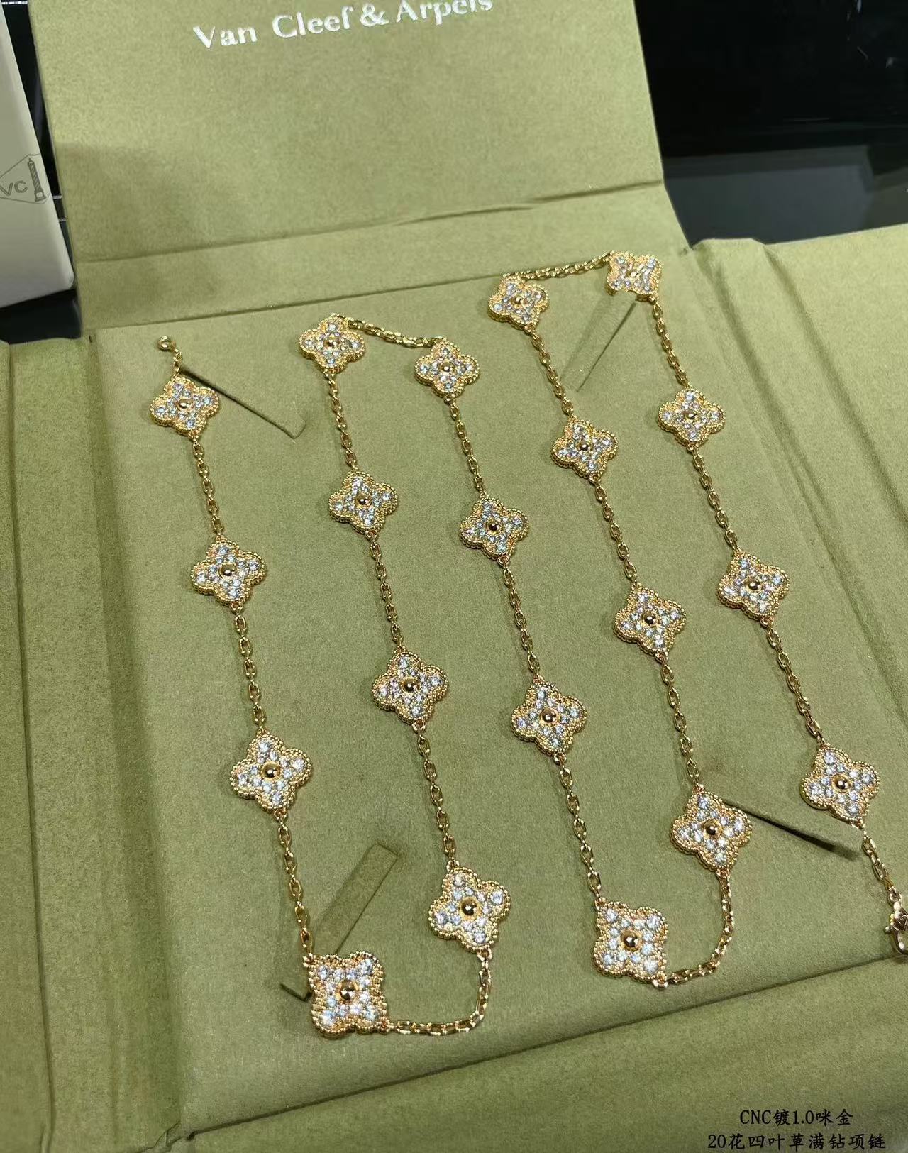 [Marins]CLOVER 20 MOTIFS FULL-DIAMOND NECKLACE
