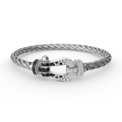 [Marins]FORCE LARGE HORSESHOE BLACK WHITE DIAMOND BRACELET SILVER