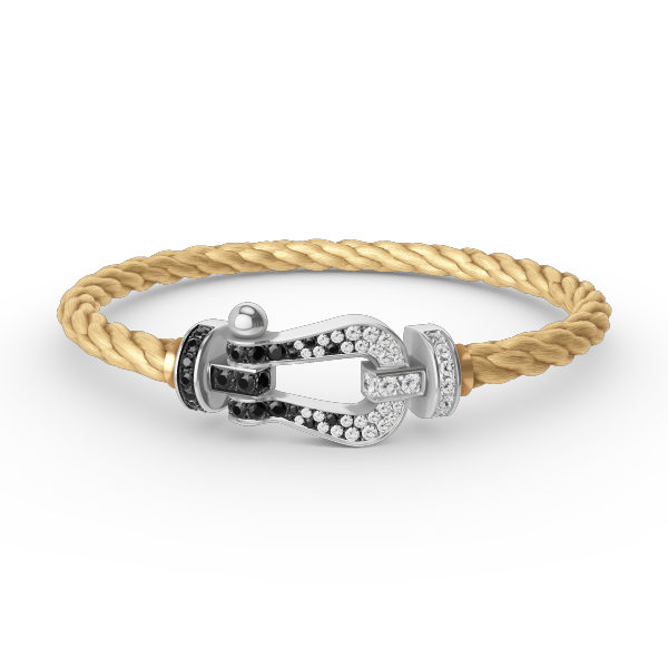 [Marins]FORCE LARGE HORSESHOE BLACK WHITE DIAMOND BRACELET SILVER